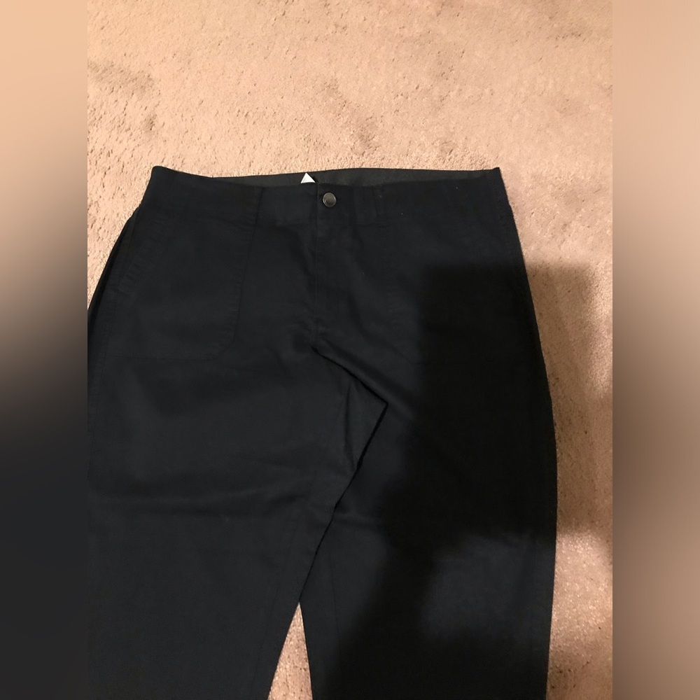 Womens Black Pants with zipper at bottom, dark blue color